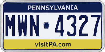 PA license plate MWN4327