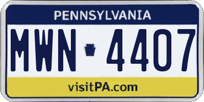 PA license plate MWN4407