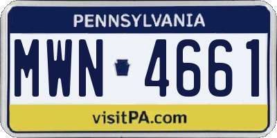 PA license plate MWN4661