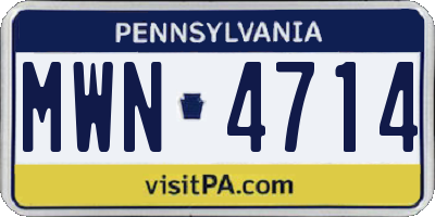 PA license plate MWN4714