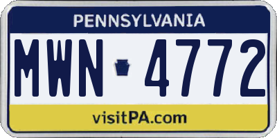 PA license plate MWN4772