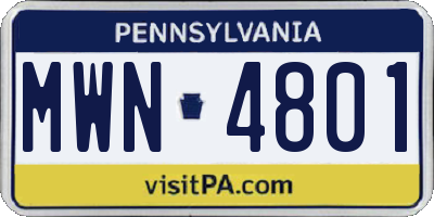 PA license plate MWN4801