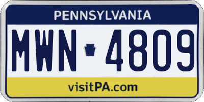 PA license plate MWN4809
