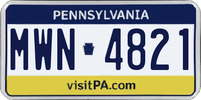 PA license plate MWN4821