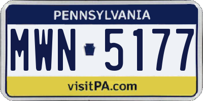 PA license plate MWN5177