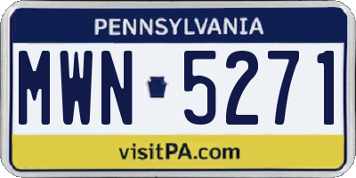 PA license plate MWN5271