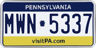PA license plate MWN5337