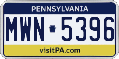PA license plate MWN5396