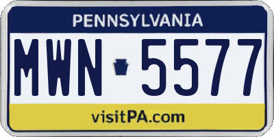 PA license plate MWN5577