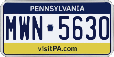PA license plate MWN5630