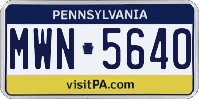 PA license plate MWN5640