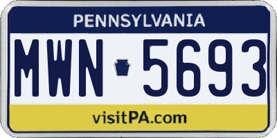 PA license plate MWN5693