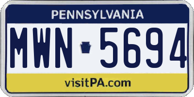 PA license plate MWN5694