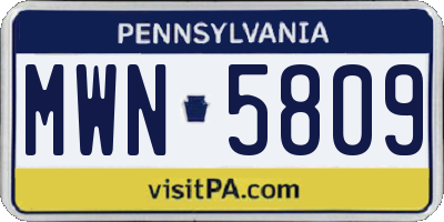 PA license plate MWN5809