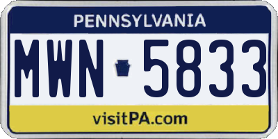 PA license plate MWN5833
