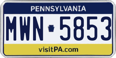 PA license plate MWN5853