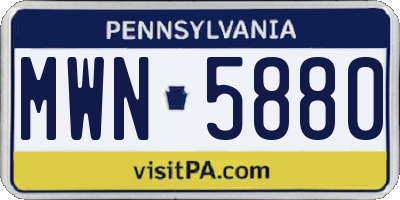 PA license plate MWN5880