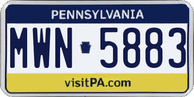 PA license plate MWN5883