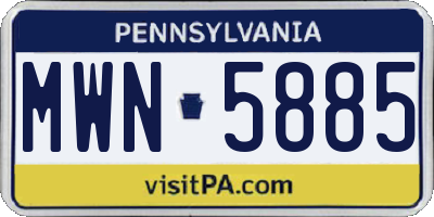 PA license plate MWN5885