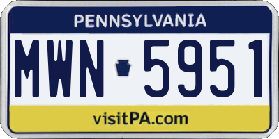 PA license plate MWN5951