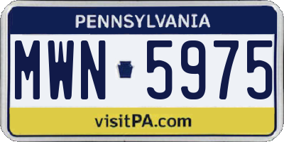 PA license plate MWN5975