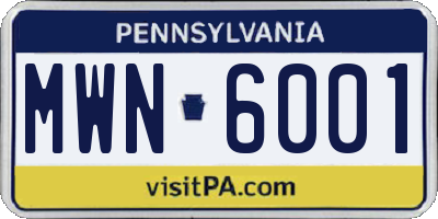 PA license plate MWN6001
