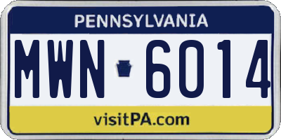 PA license plate MWN6014