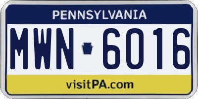 PA license plate MWN6016