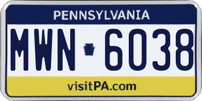 PA license plate MWN6038