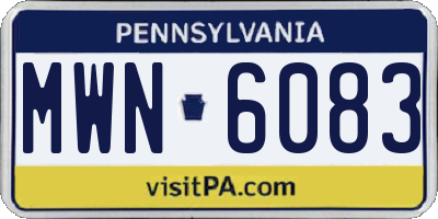 PA license plate MWN6083