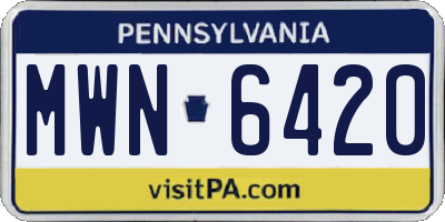 PA license plate MWN6420