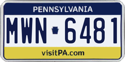 PA license plate MWN6481