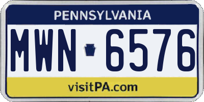 PA license plate MWN6576