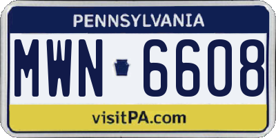 PA license plate MWN6608