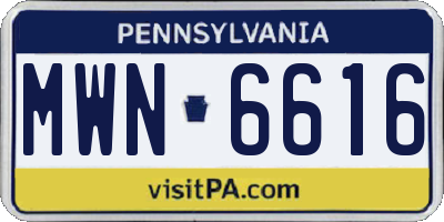 PA license plate MWN6616