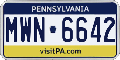 PA license plate MWN6642