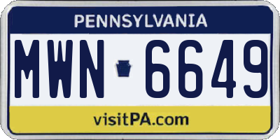 PA license plate MWN6649