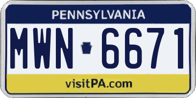 PA license plate MWN6671
