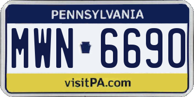 PA license plate MWN6690