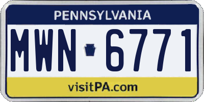 PA license plate MWN6771