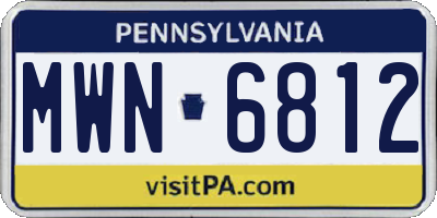 PA license plate MWN6812