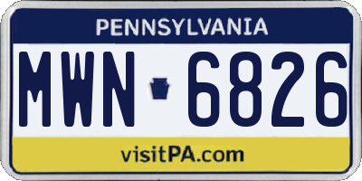 PA license plate MWN6826