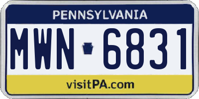 PA license plate MWN6831