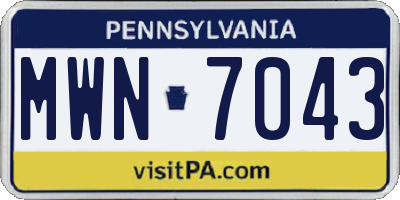 PA license plate MWN7043