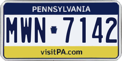 PA license plate MWN7142