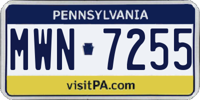 PA license plate MWN7255