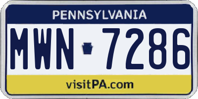 PA license plate MWN7286