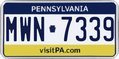 PA license plate MWN7339
