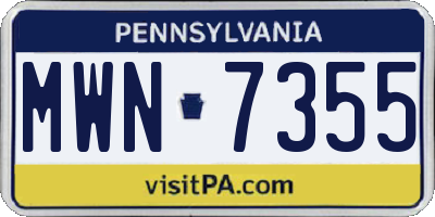 PA license plate MWN7355