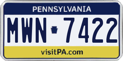 PA license plate MWN7422